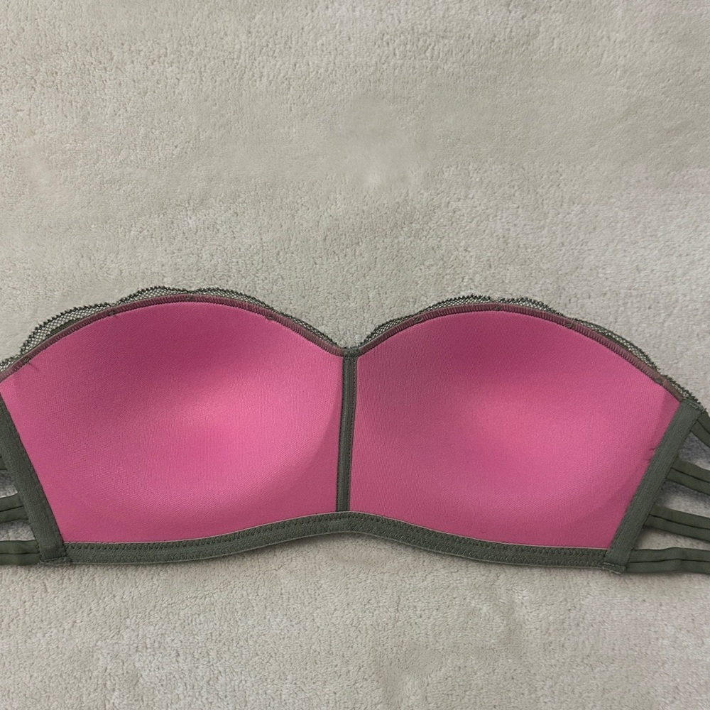 PINK Victoria's Secret Floral Lace Bandeau in Olive Green - Picture 6 of 6